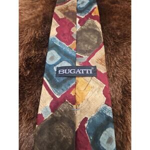 Bugatti Men's 100% Italian Silk Tie - Multicolor Abstract Geometric